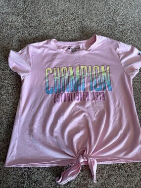Champion Pink Short-Sleeve Tee with Iridescent Logo